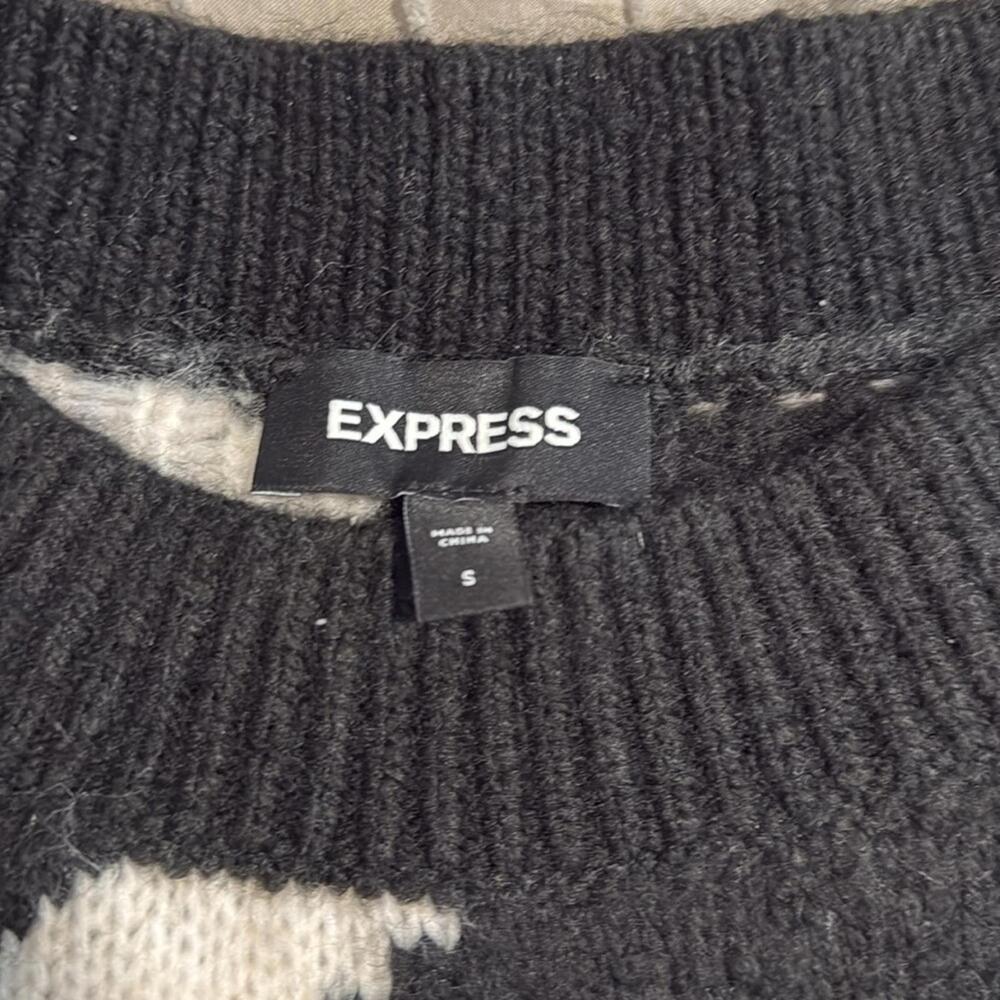 Express Black and White Houndstooth Pattern Sweat… - image 2